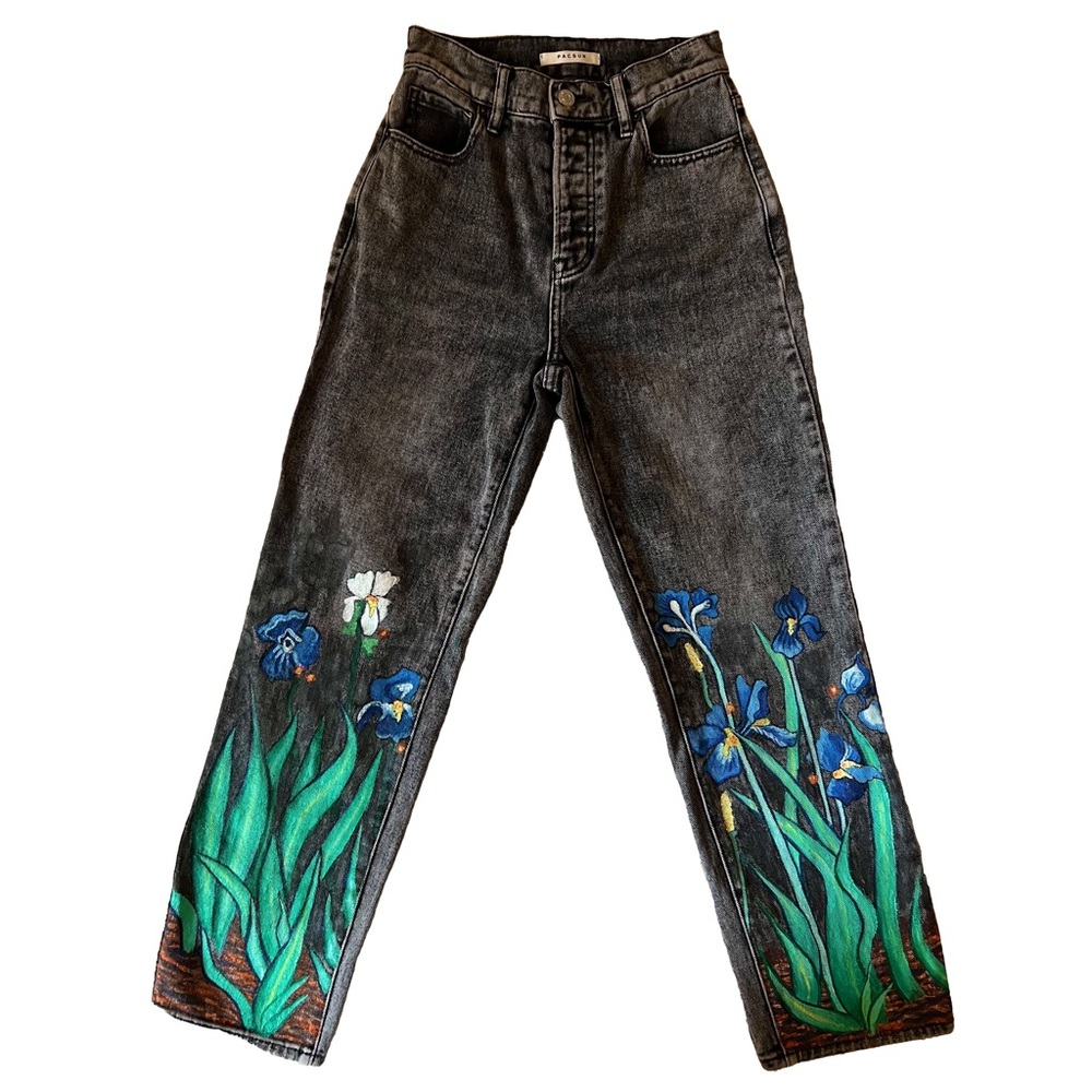 Hand-Painted Irises Pants